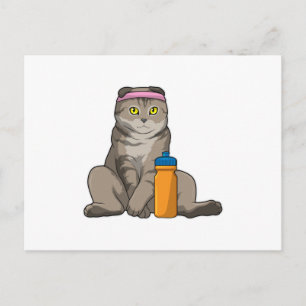 Cat Fitness Drinking Mug Postkarte