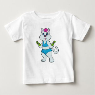 Cat Fitness Dumbell Baby T-shirt