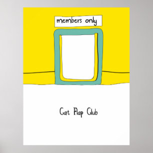 Cat Flap Club Cartoon Poster