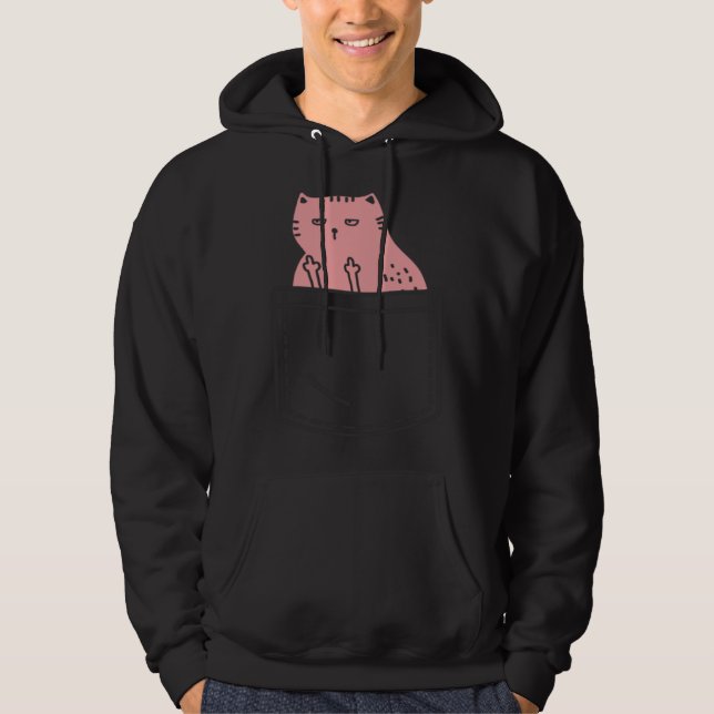 Cat Flipping Off Rude Animal Middle Finger  Ugly C Hoodie (Vorderseite)