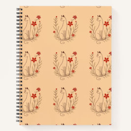 Cat Floral Spiral Notebook Notizbuch