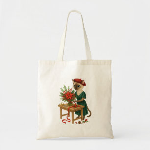 Cat Florist Weihnachten Thema arrangieren Blume Tragetasche