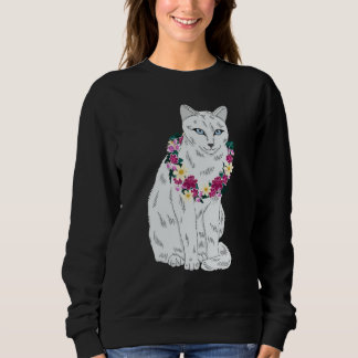 Cat Flower Kitten roses Cats Cute White Cat Sweatshirt