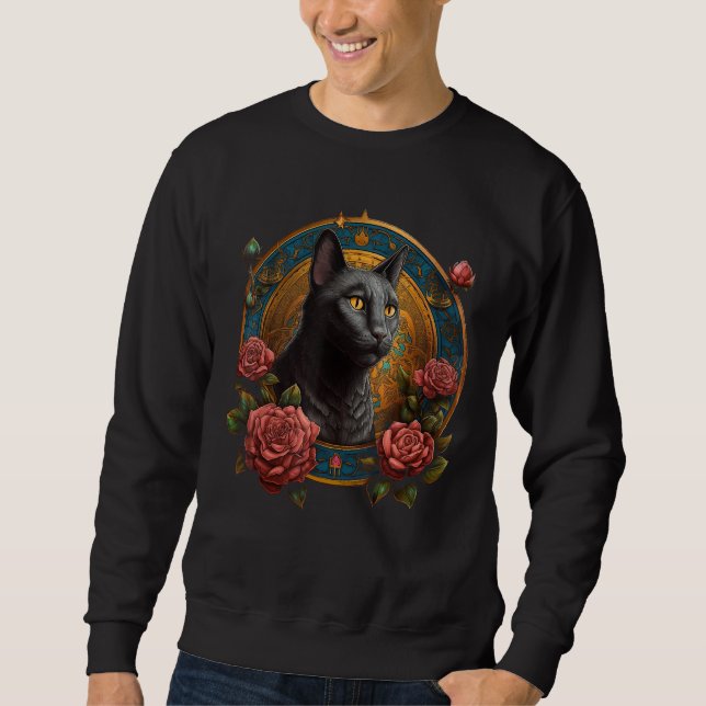 Cat Flowers Artwork  Cat Motif Animal Cat Sweatshirt (Vorderseite)