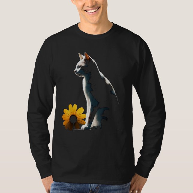 Cat Flowers Artwork  Cat Motif Animal Cat T-Shirt (Vorderseite)