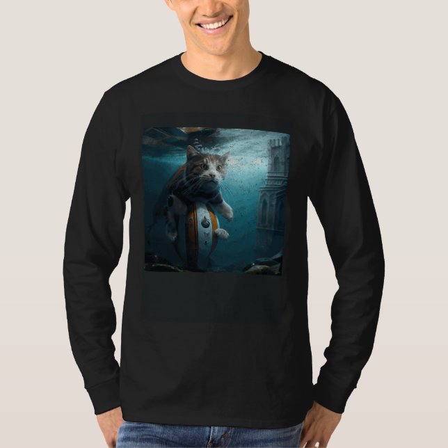 Cat Football Underwater T-Shirt (Vorderseite)