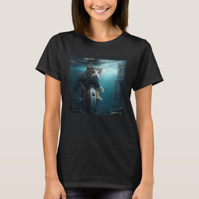 Cat Football Underwater T-Shirt (Vorderseite)