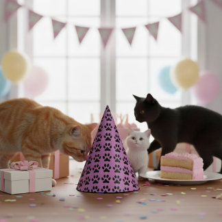 Cat Footprint Party Hat Partyhütchen