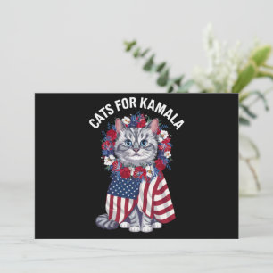 Cat For Kamala Cat Blume American USA Flag 2024 Einladung