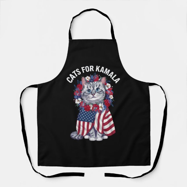 Cat For Kamala Cat Blume American USA Flag 2024 Schürze (Vorderseite)