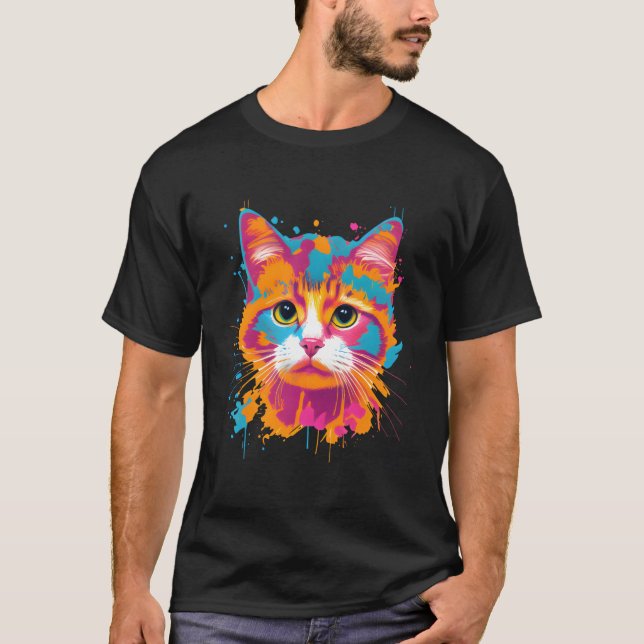 Cat For Kitten Colorful Kitty Adoption T-Shirt (Vorderseite)