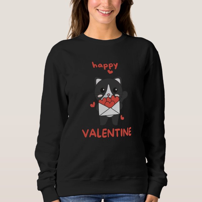 Cat For Valentine's Day Cute Animals With Hearts   Sweatshirt (Vorderseite)