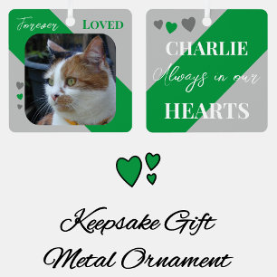 Cat Foto Beileid Keepake Pet Memorandum grün Ornament Aus Metall