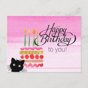 Cat Foto Bomb Happy Birthday Postcard Postkarte