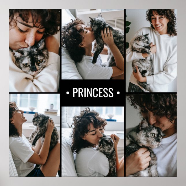 Cat Foto Collage Mit Monogramm Poster (Vorne)