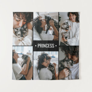 Cat Foto Collage Mit Monogramm Wandteppich