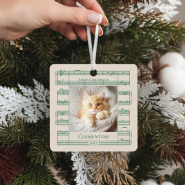Cat Foto First Christmas Meow Meow Sheet Music Ornament Aus Metall