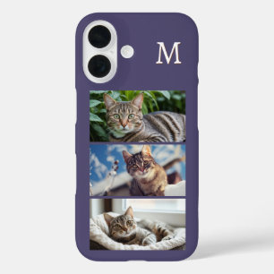 Cat Foto Gallery Pet Lover Violet Mit Monogramm iPhone 16 Hülle