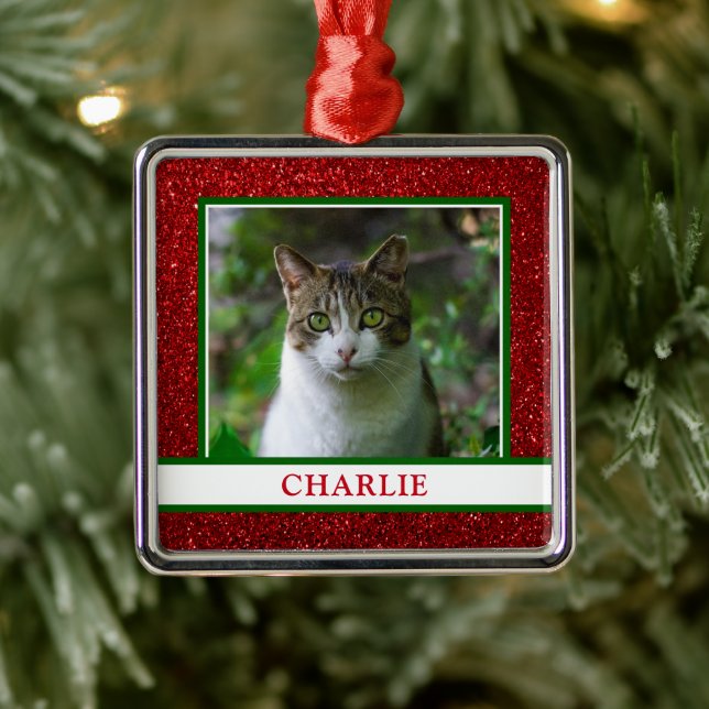 Cat Foto Ornament Aus Metall (Baum)