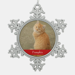 Cat Foto Roter Name Einfach Niedlich Schneeflocken Zinn-Ornament
