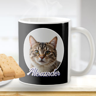 Cat Foto und Name Stilvolles Schwarz Kaffeetasse