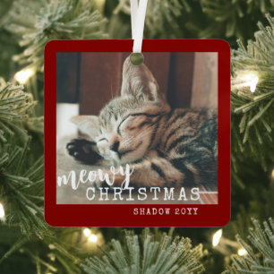 Cat Fotos MeowChristmas Rustikales Rotes Weihnacht Ornament Aus Metall