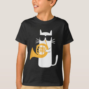Cat French Horn Funny Cat Lover T-Shirt