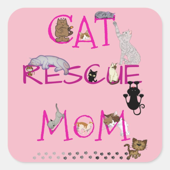 CAT freut sich, dass sie Mama retten kann! Quadratischer Aufkleber (Vorderseite)