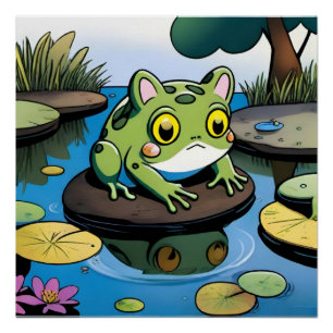 Cat Frog Poster