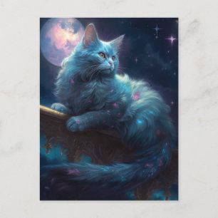 Cat Full Moon Fantasy Art Postkarte