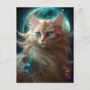 Cat Full Moon Fantasy Art Postkarte