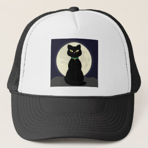 Cat Full Moon Night Moon Halloween Pet Magie Truckerkappe