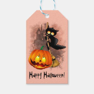 Cat Fun Halloween Charakter verängstigt von einem  Geschenkanhänger