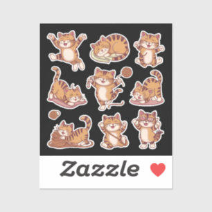 CAT FUN PLAYFUL POSPOSES SLEEPING, STRETCHING AUFKLEBER