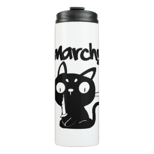 Cat Funny Anarchy Halloween Tiere für Frauen Männe Thermosbecher