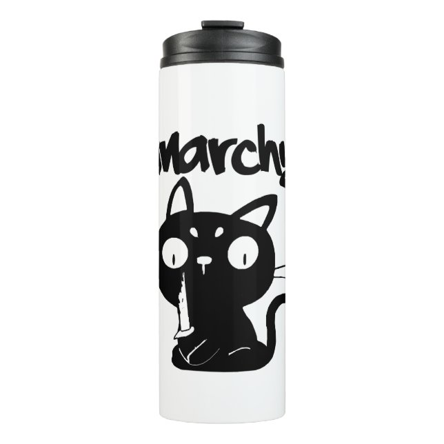 Cat Funny Anarchy Halloween Tiere für Frauen Männe Thermosbecher (Vorderseite)