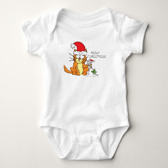 Cat Funny Christmas Cartoon Niedlich Mouse Baby Strampler (Vorderseite)