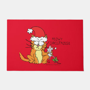 Cat Funny Christmas Cartoon Niedlich Mouse Fußmatte