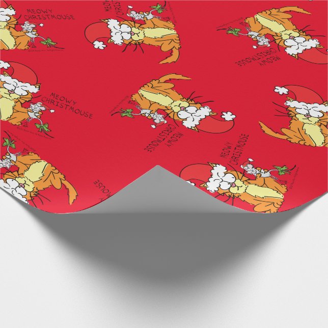 Cat Funny Christmas Cartoon Niedlich Mouse Geschenkpapier (Ecke)