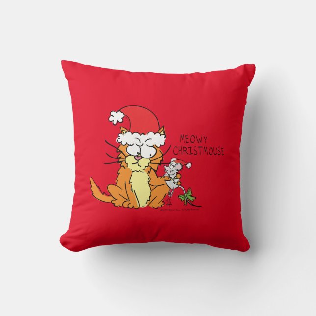 Cat Funny Christmas Cartoon Niedlich Mouse Kissen (Vorderseite)