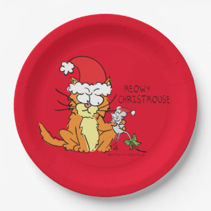 Cat Funny Christmas Cartoon Niedlich Mouse Pappteller