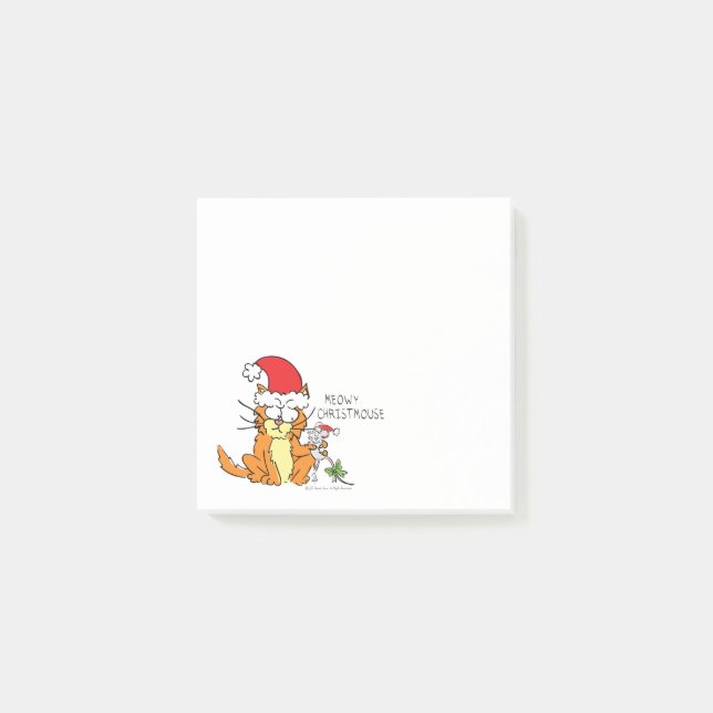 Cat Funny Christmas Cartoon Niedlich Mouse Post-it Klebezettel (Vorderseite)