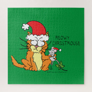 Cat Funny Christmas Cartoon Niedlich Mouse Puzzle