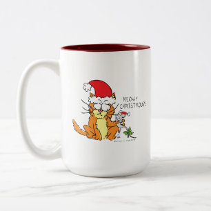 Cat Funny Christmas Cartoon Niedlich Mouse Zweifarbige Tasse