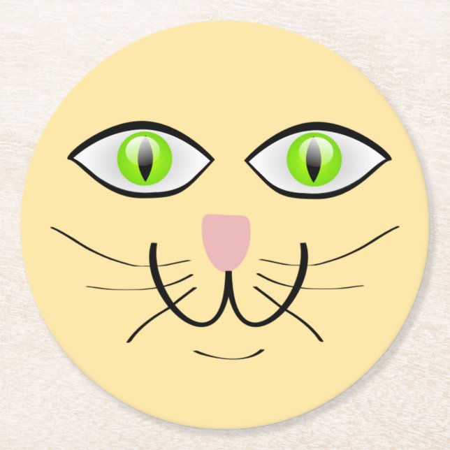 Cat Funny Face Cartoon-29034 Runder Pappuntersetzer (Vorderseite)