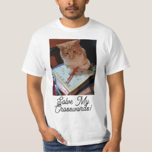Cat Funny löst meine Kreuzworträte, die sich an Fo T-Shirt