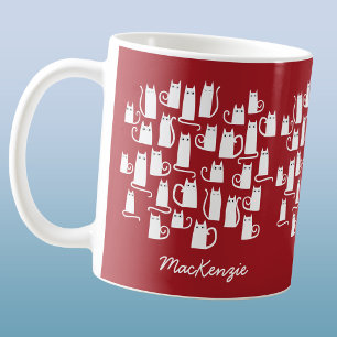 Cat Funny Red White Kaffeetasse