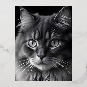 Cat Furry Adorry Niedlich Pet Portrait Art Poster Folien Feiertagspostkarte