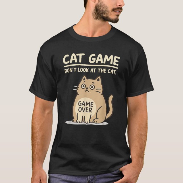 Cat Game Over Funny Cat Owner Hilarious Fat Retro  T-Shirt (Vorderseite)