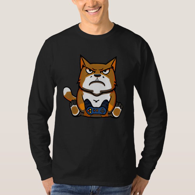 Cat Gamer Cat Video Games Motif  Controller T-Shirt (Vorderseite)